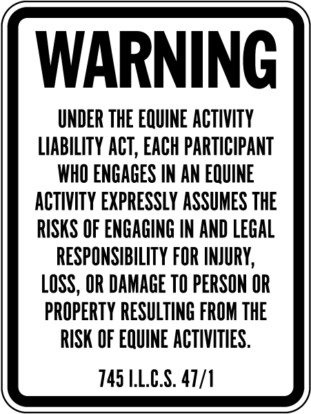 Illinois Equine Liability Sign