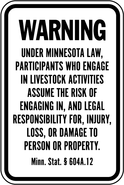 Minnesota Equine Liability Sign