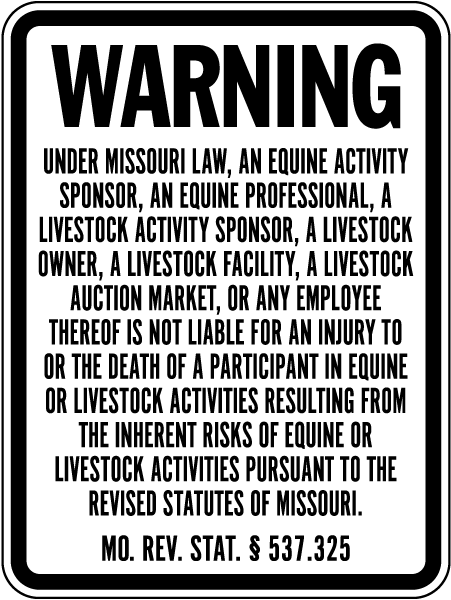 Missouri Equine Liability Sign