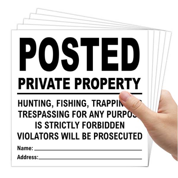 White Posted Private Property Sign