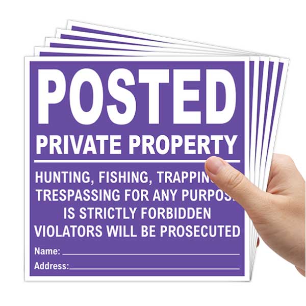 Purple Posted Private Property Sign