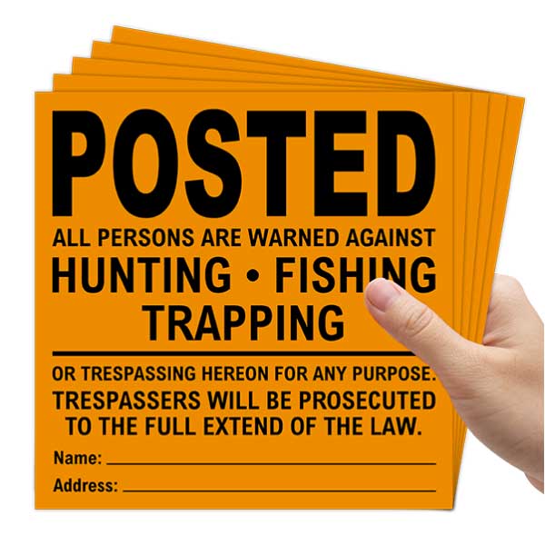 Orange Posted All Persons Are Warned Signs