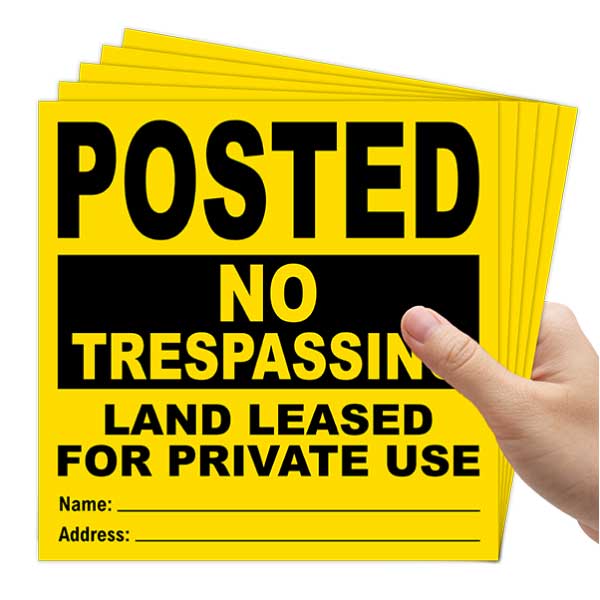 Yellow Posted Leased For Private Use Sign