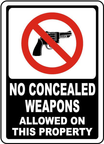 No Concealed Weapons Sign