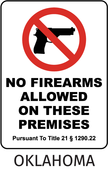 Oklahoma No Firearms Sign