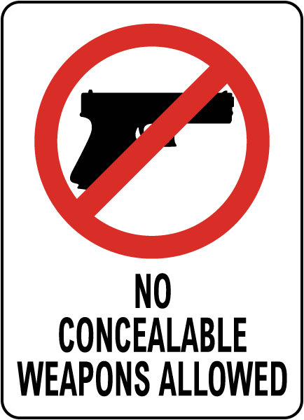 South Carolina No Weapons Sign