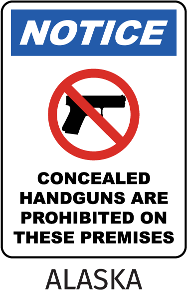 Alaska Handguns Prohibited Sign