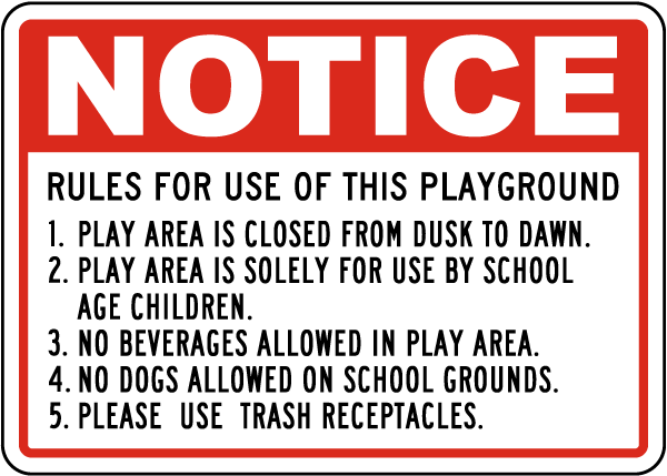 Rules For Use Of Playground Sign