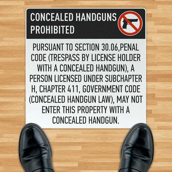 Texas 30.06 No Concealed Carry Floor Sign