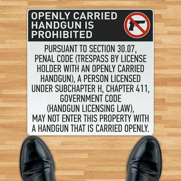 Texas 30.07 No Open Carry Floor Sign