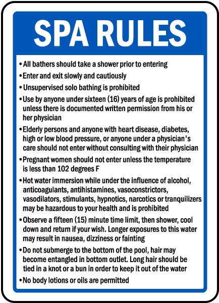 Delaware Spa Rules Sign