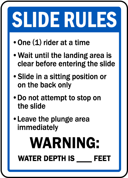 Indiana Pool Slide Rules Sign