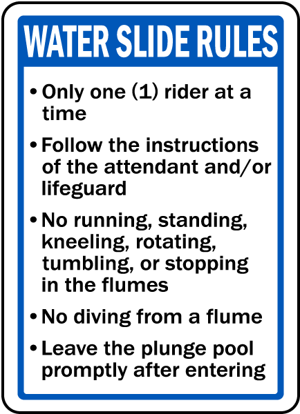 Indiana Water Slide Rules Sign