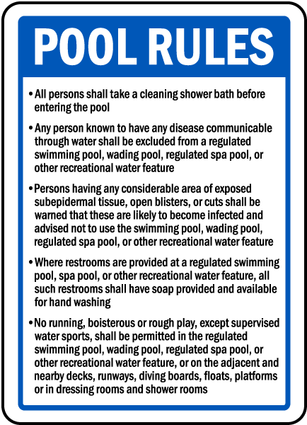 Wichita County Kansas Pool Rules Sign