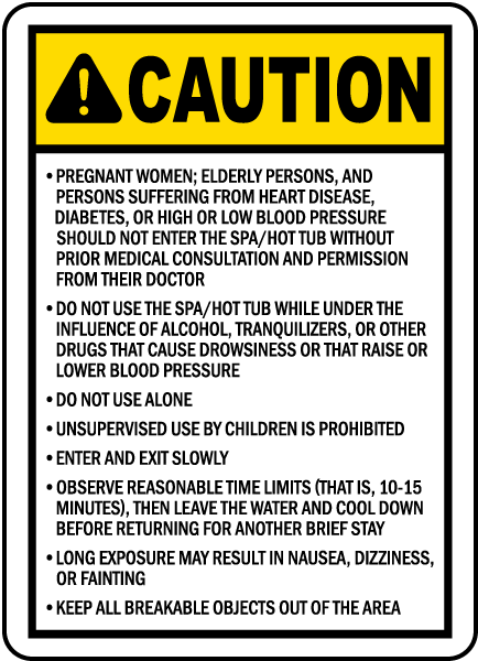North Carolina Spa Caution Sign