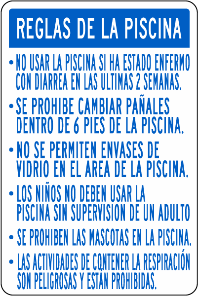Texas Spanish Pool Rules Sign