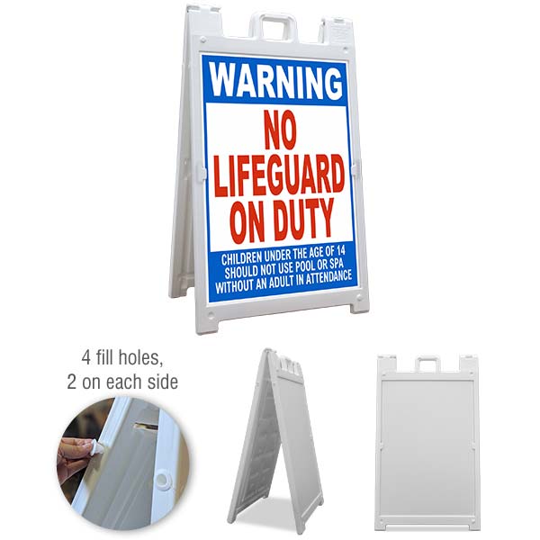 Warning No Lifeguard On Duty Sandwich Board