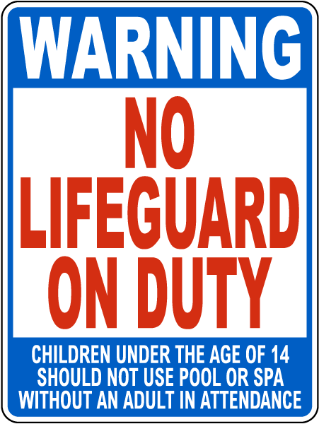Warning No Lifeguard On Duty Sign