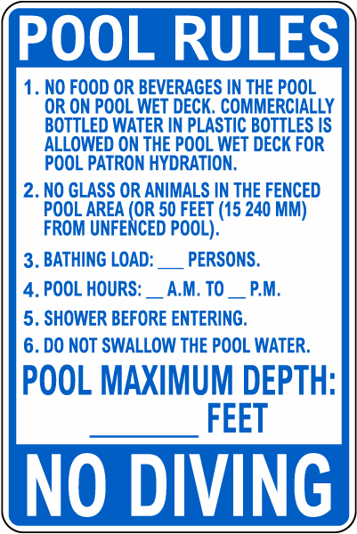 Florida Pool Rules Sign