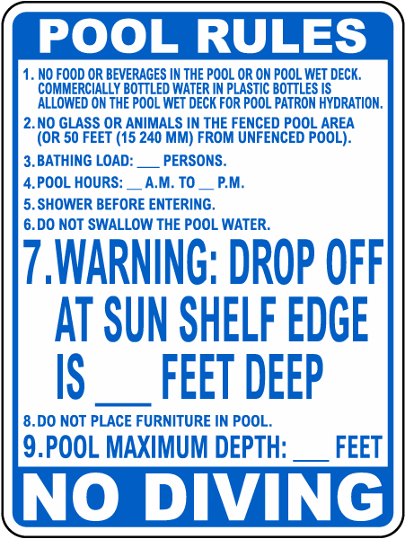 Florida Pool Rules Sign