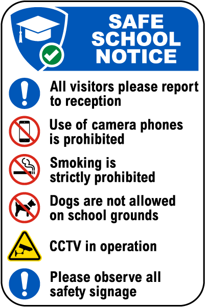 Safe School Notice Sign