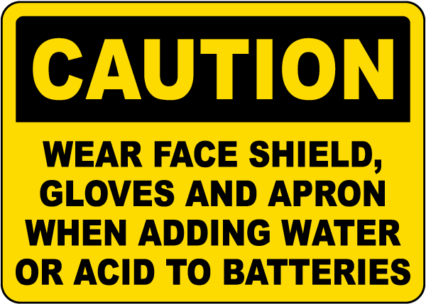 Caution Wear Protective Equipment Acid Sign