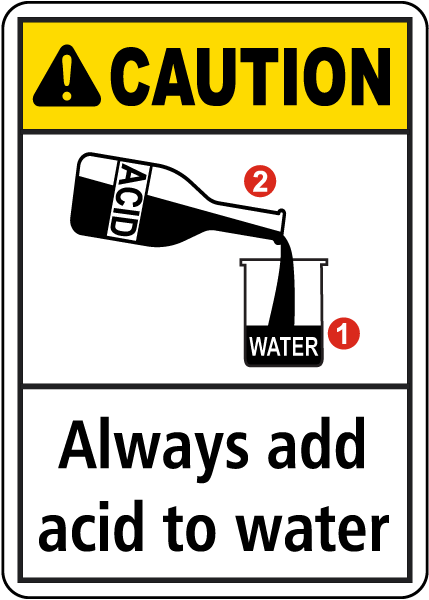 Caution Always Add Acid to Water Sign