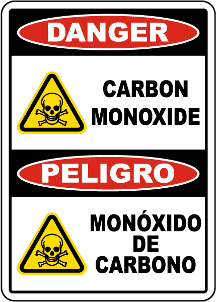 Bilingual Danger Carbon Monoxide Sign