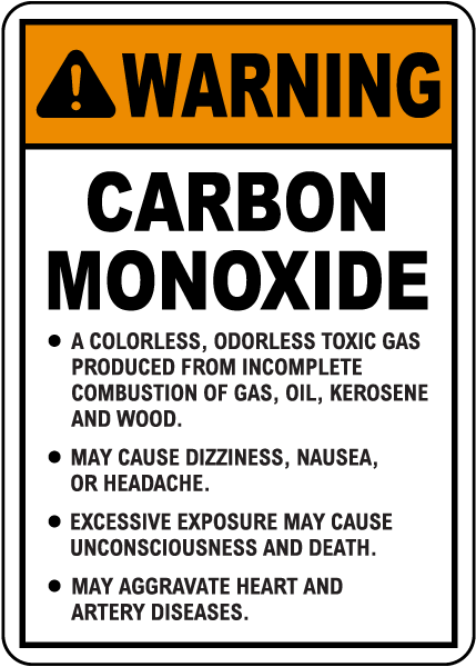 Warning Carbon Monoxide Description Sign