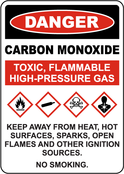 Danger Toxic Flammable High-Pressure Gas Sign