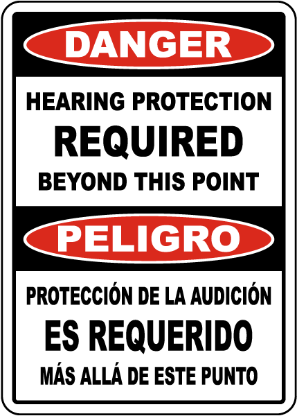 Bilingual Hearing Protection Required Sign