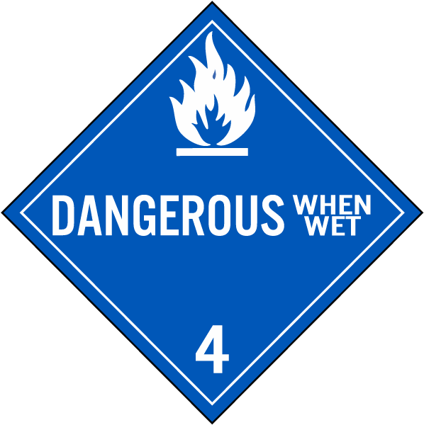 Dangerous When Wet Class 4 Placard