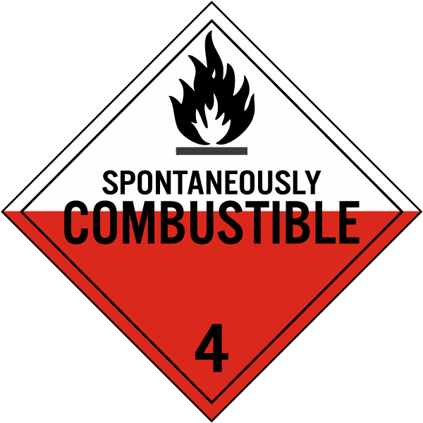 Spontaneously Combustible Class 4 Placard