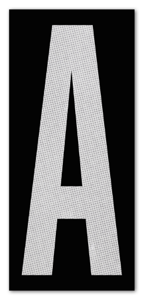 1" White Character on Black EG Reflective Vinyl Label