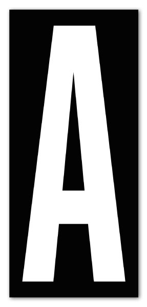 3.5" White Character on Black Vinyl Label