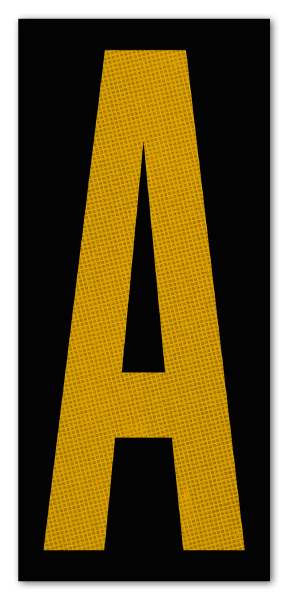 1" Yellow Character on Black EG Reflective Vinyl Label