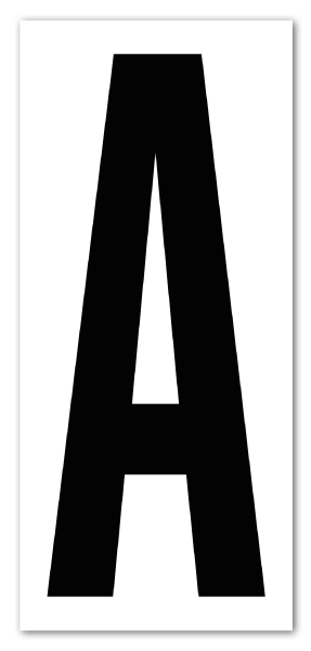 3.5" Black Character on White Vinyl Label