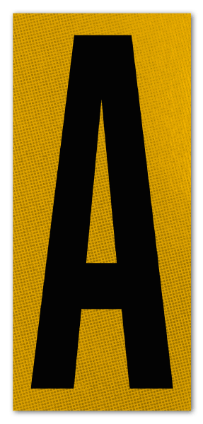 1" Black Character on Yellow EG Reflective Vinyl Label