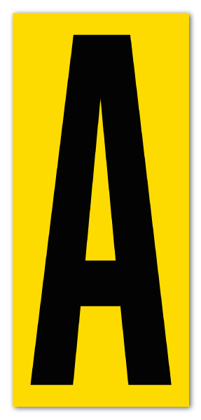 1" Black Character on Yellow Vinyl Label