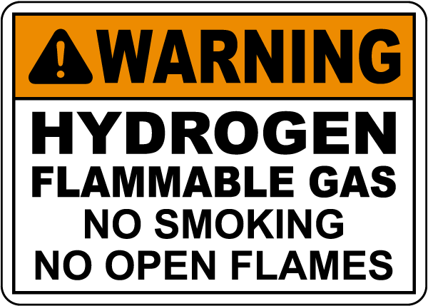 Warning Hydrogen Flammable Gas Sign