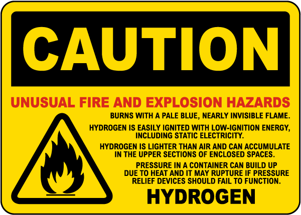 Hydrogen Fire And Explosion Hazard Sign