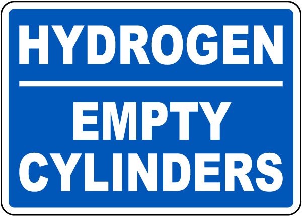 Blue Hydrogen Empty Cylinders Sign