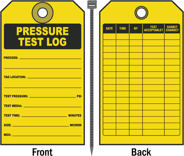 Pressure Test Log Tag
