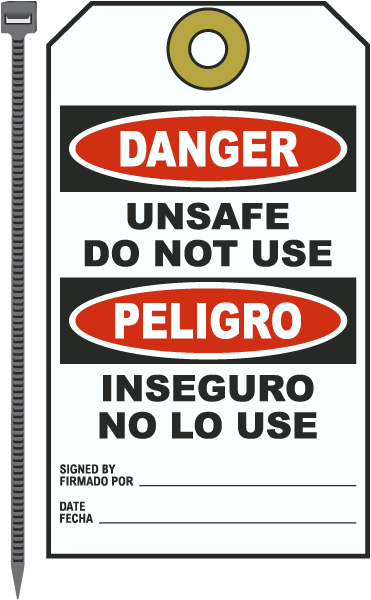 Bilingual Danger Unsafe Do Not Use Tag