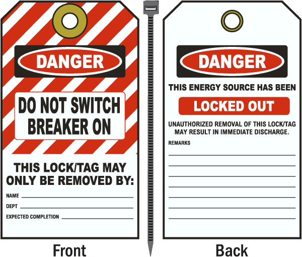 Danger Do Not Switch Breaker On Tag