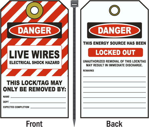 Danger Live Wires Electrical Shock Hazard Tag