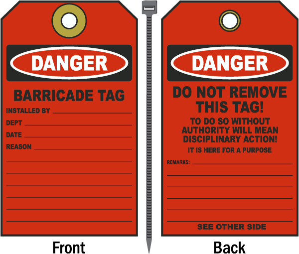 Danger Barricade Tag
