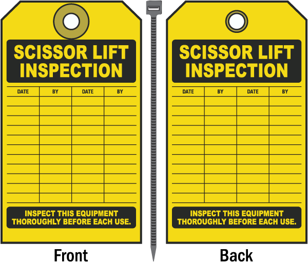 Scissor Lift Inspection Tag