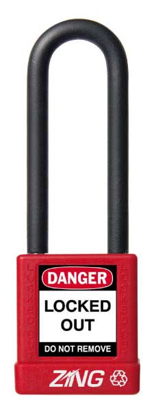 Lockout Padlock, 3" Shackle, Red, Keyed Different