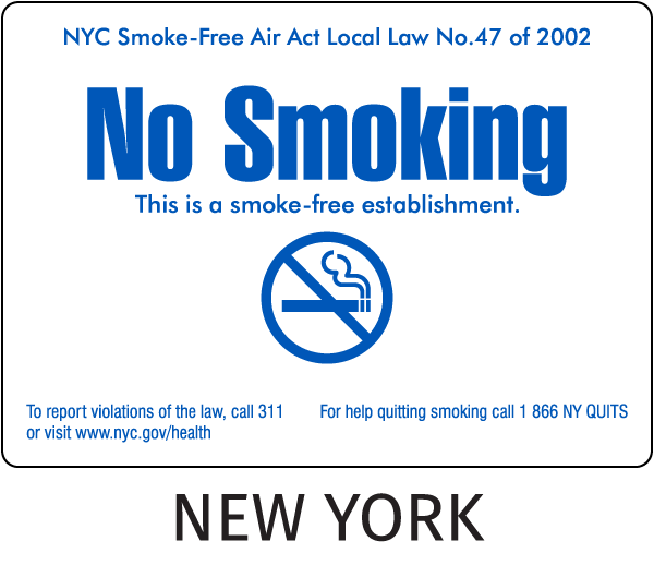 New York City No Smoking Sign